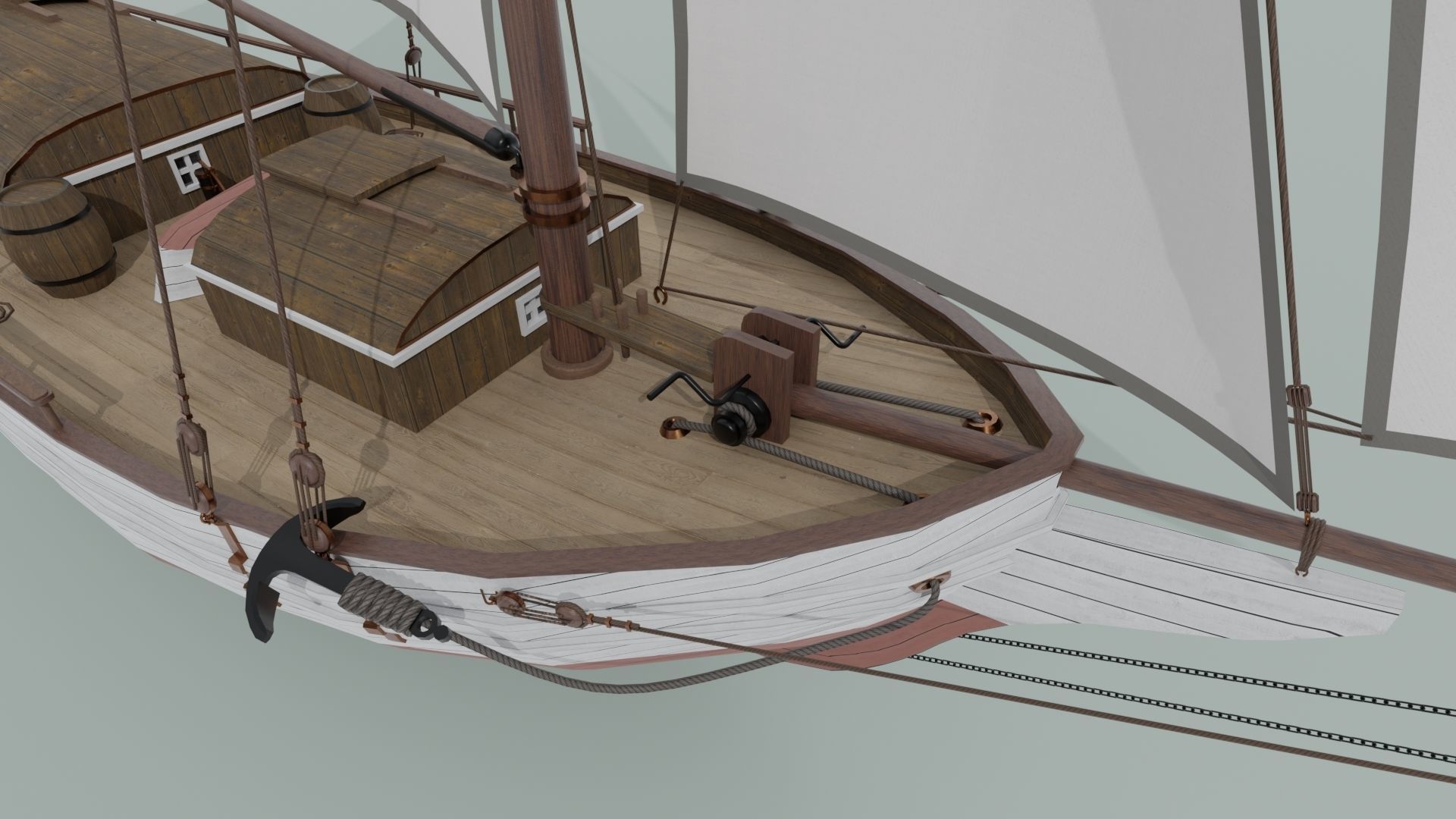 Oyster sloop Spray 3D model_11