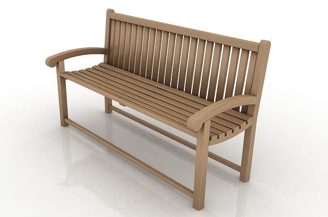 3d Bench Model wooden Low-poly 3D model