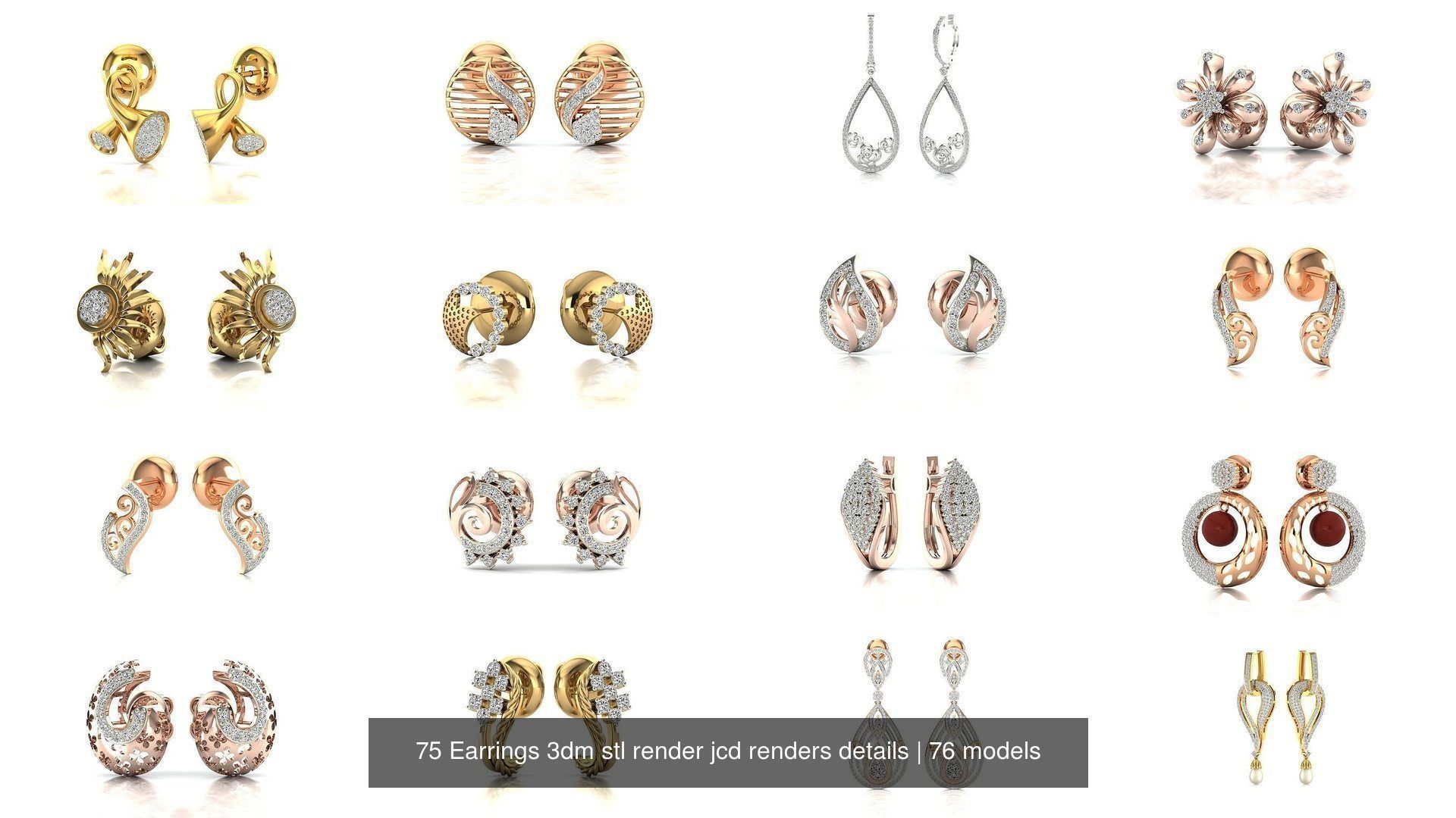 75 Earrings 3dm stl render jcd renders details 3D Model Collection_2