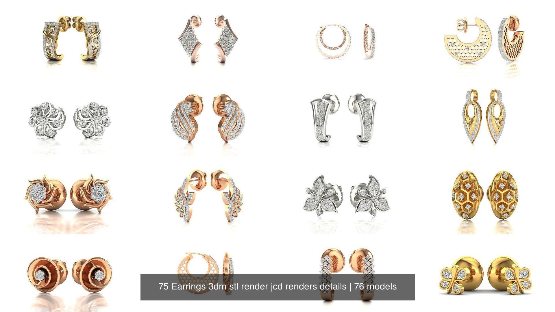 75 Earrings 3dm stl render jcd renders details 3D Model Collection_4