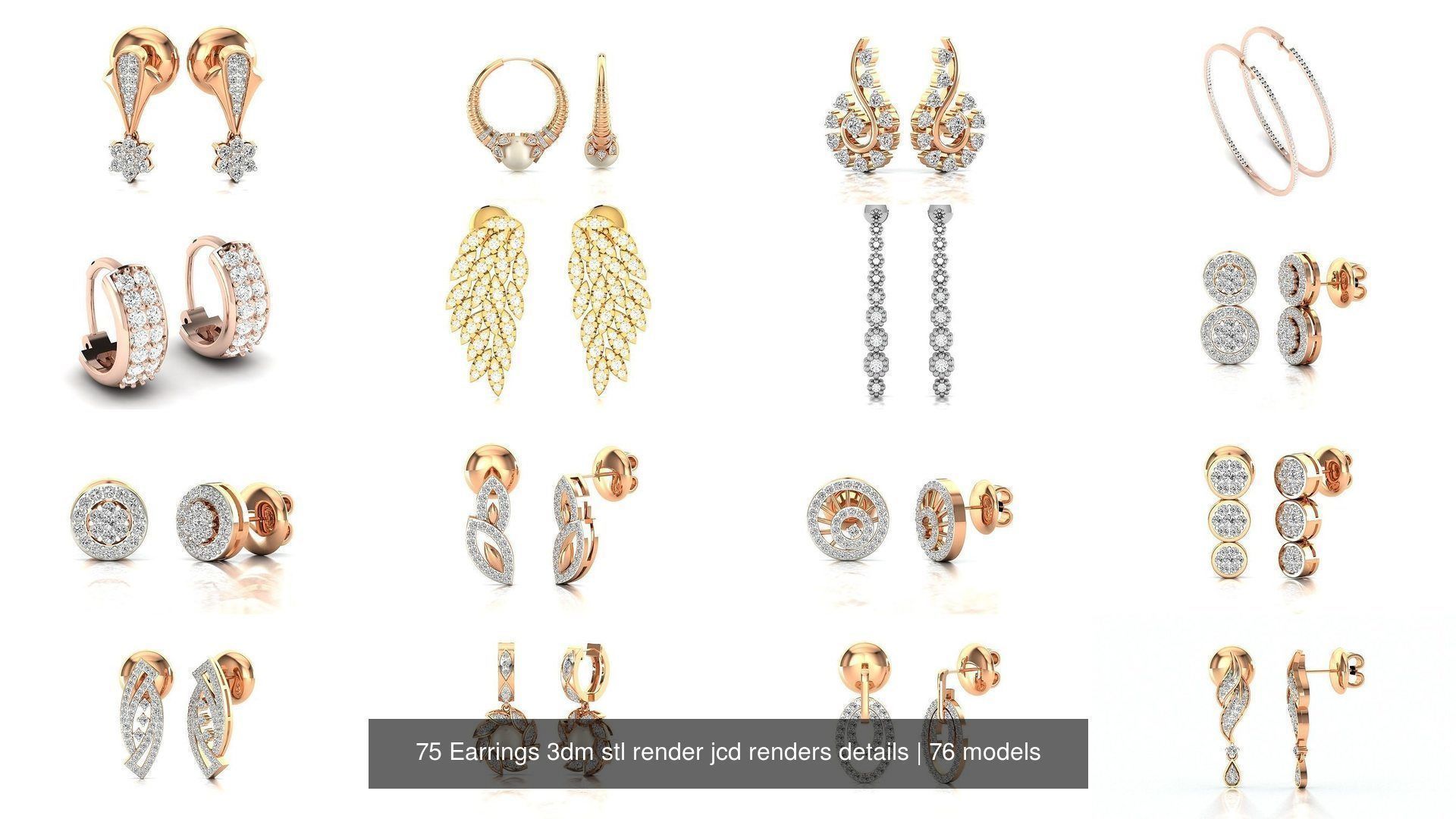 75 Earrings 3dm stl render jcd renders details 3D Model Collection_6