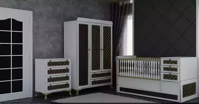 Luxury Baby Bedroom Furniture 3d