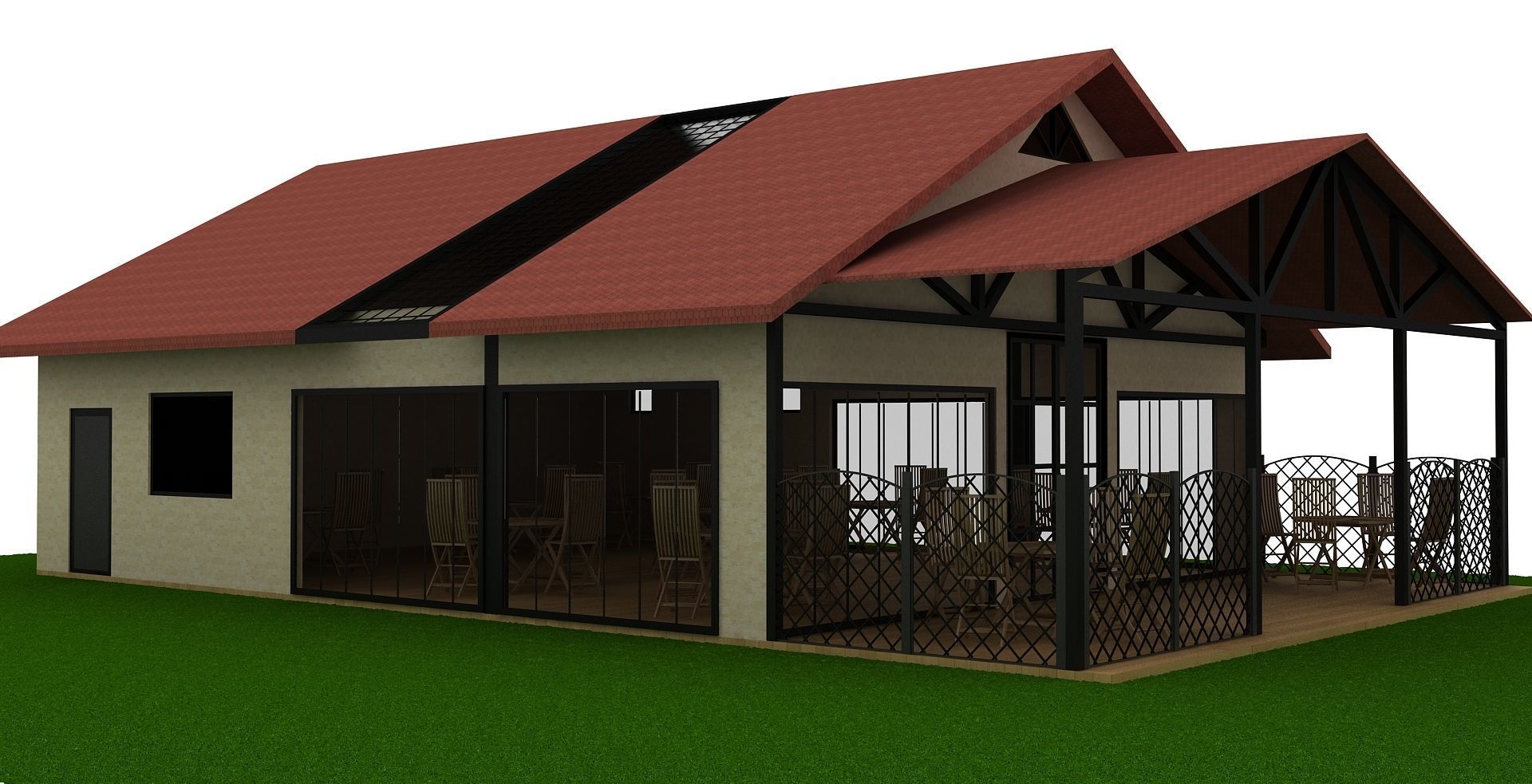 Cafeteria Exterior 3d Low-poly 3D model_3