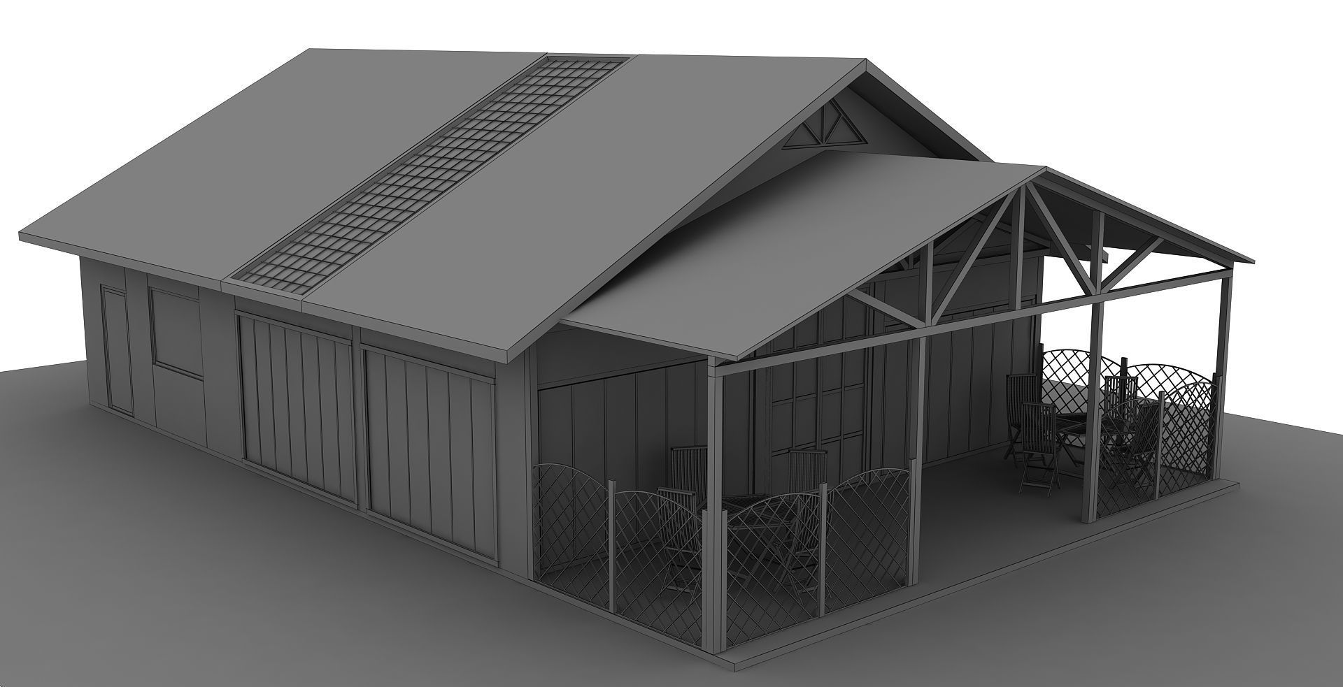 Cafeteria Exterior 3d Low-poly 3D model_7