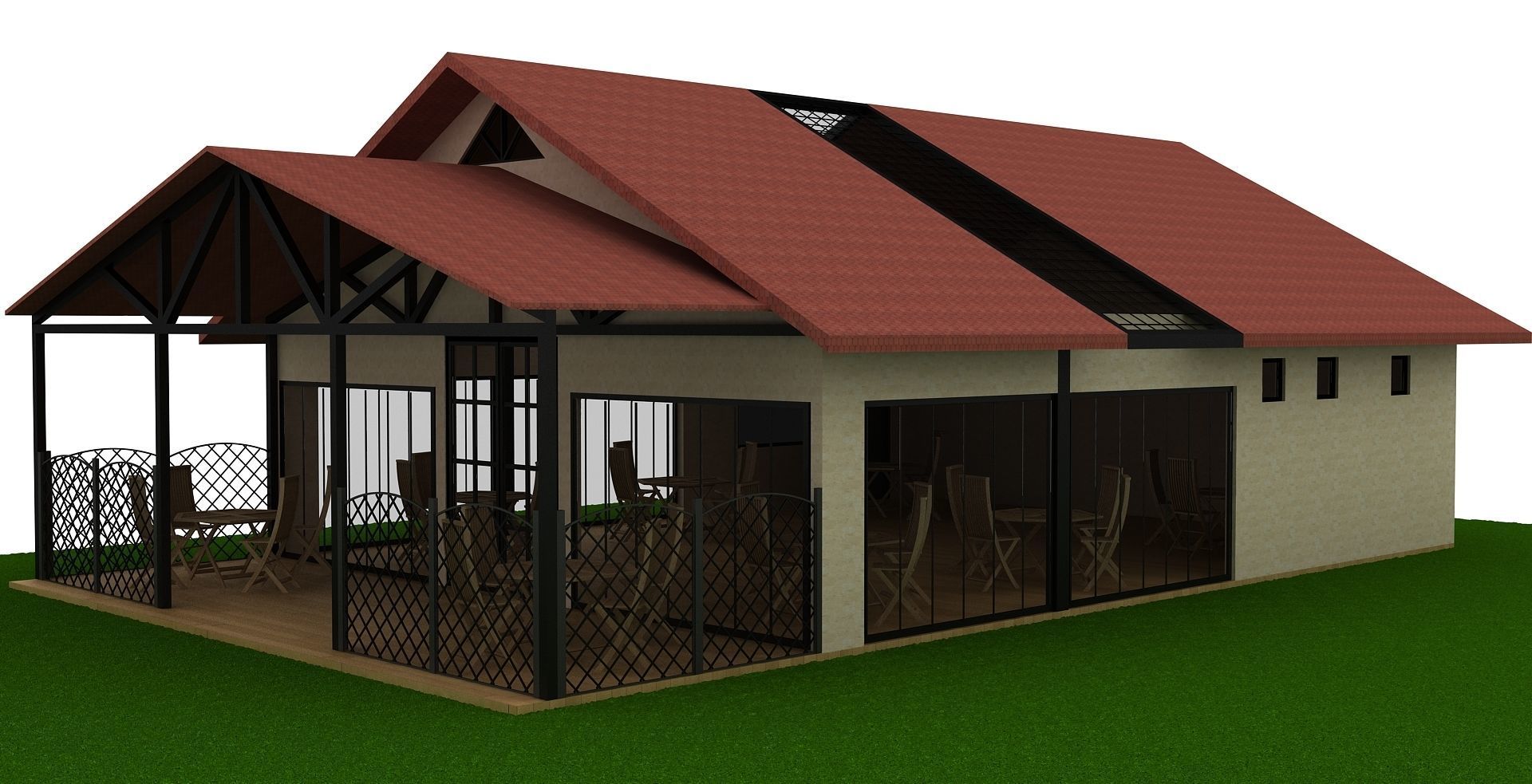 Cafeteria Exterior 3d Low-poly 3D model_1