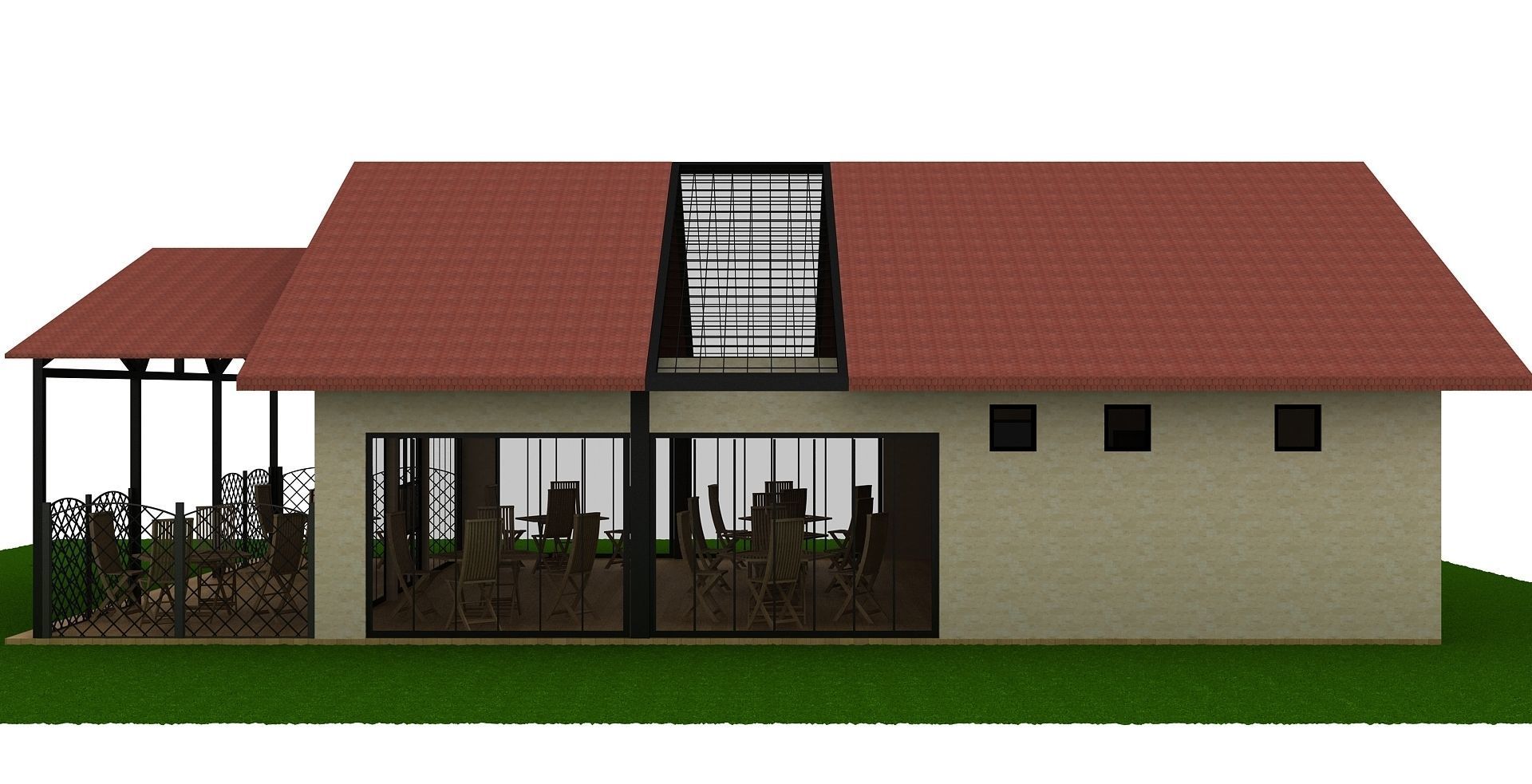 Cafeteria Exterior 3d Low-poly 3D model_4