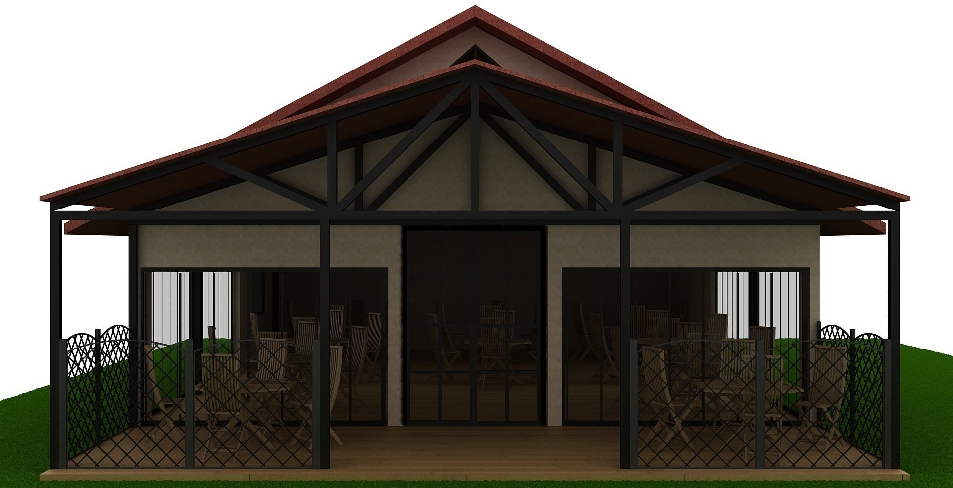 Cafeteria Exterior 3d Low-poly 3D model_2