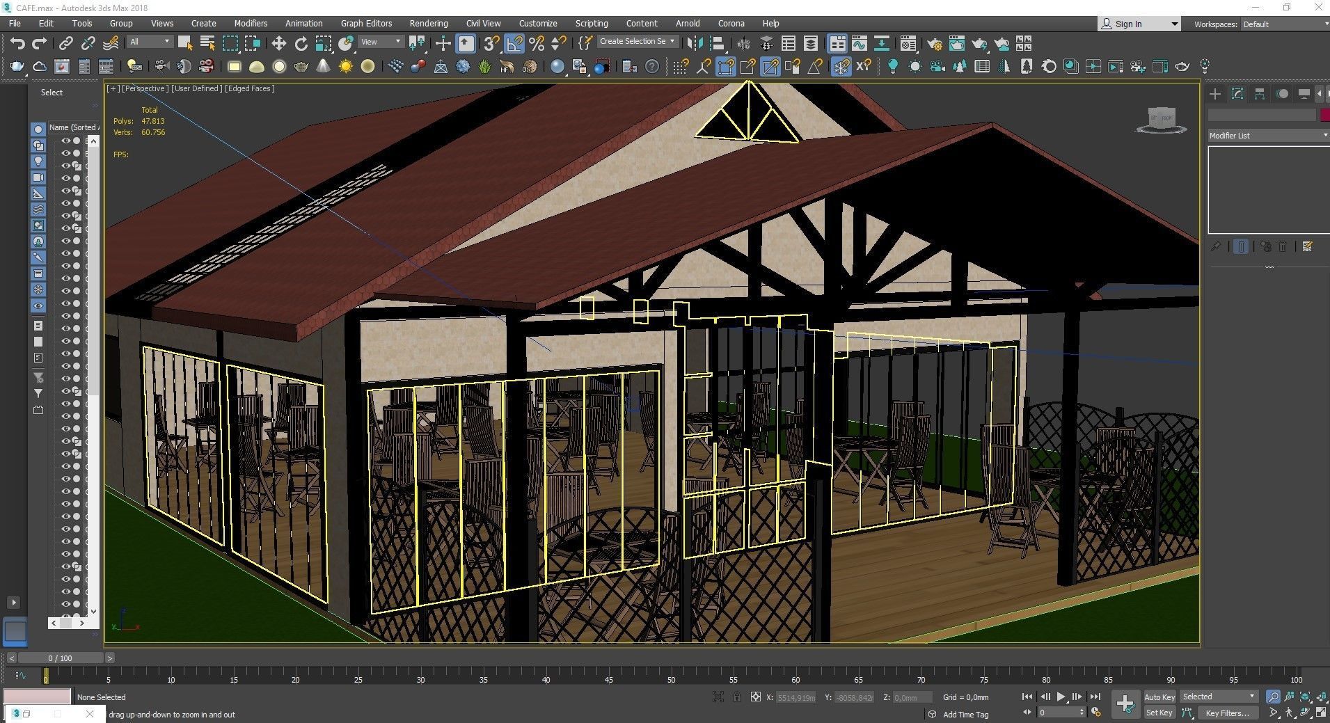 Cafeteria Exterior 3d Low-poly 3D model_8