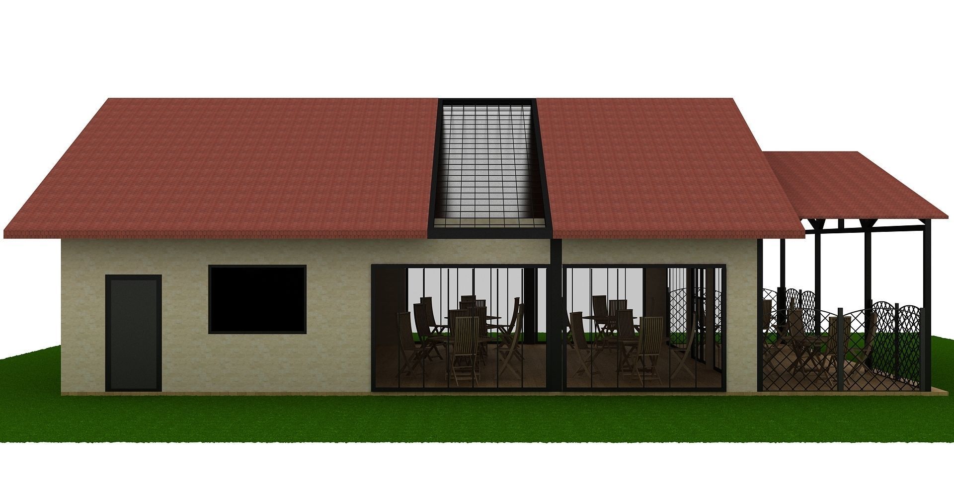 Cafeteria Exterior 3d Low-poly 3D model_6