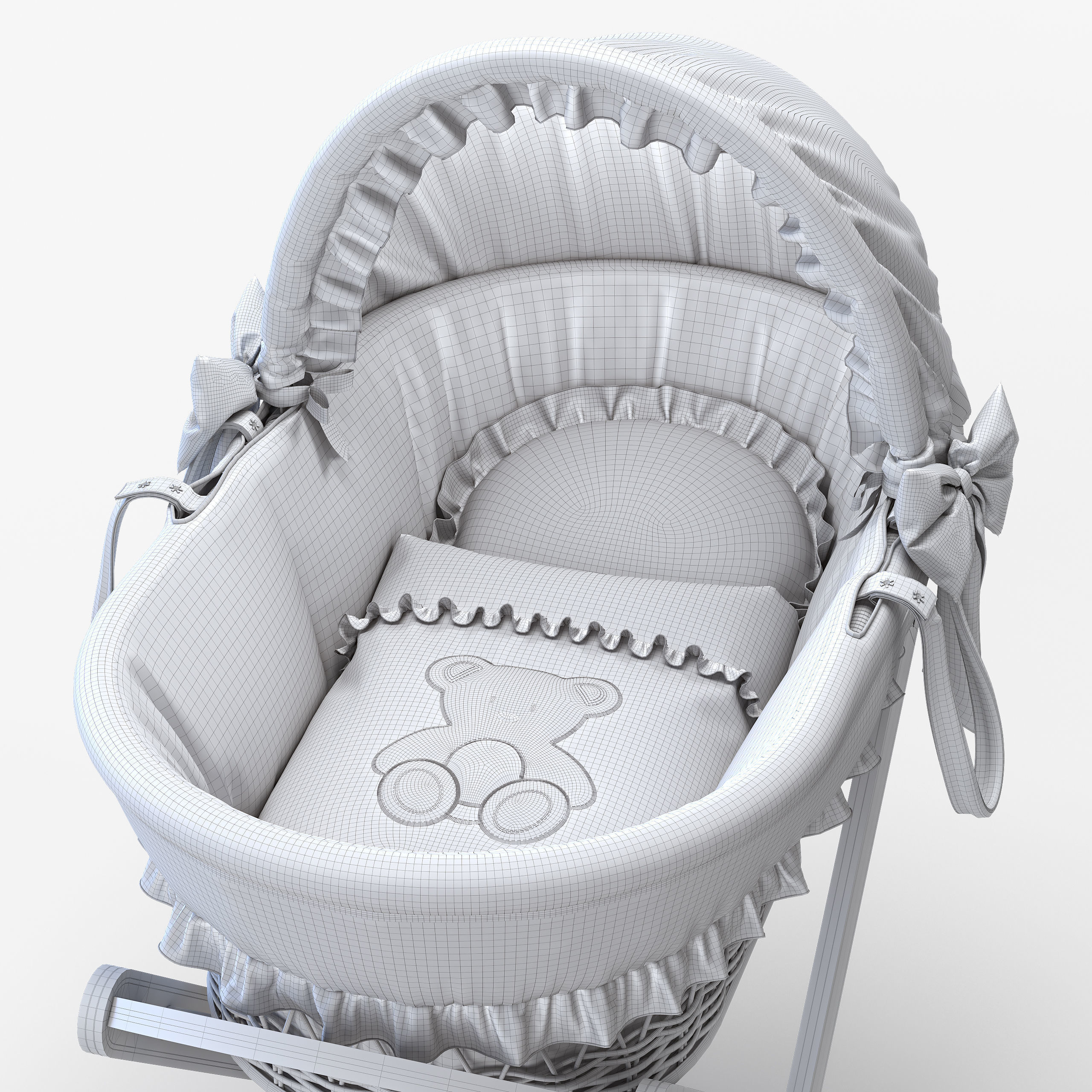 Italbaby Moses Basket Nido Chic Peluche White 3D model_16