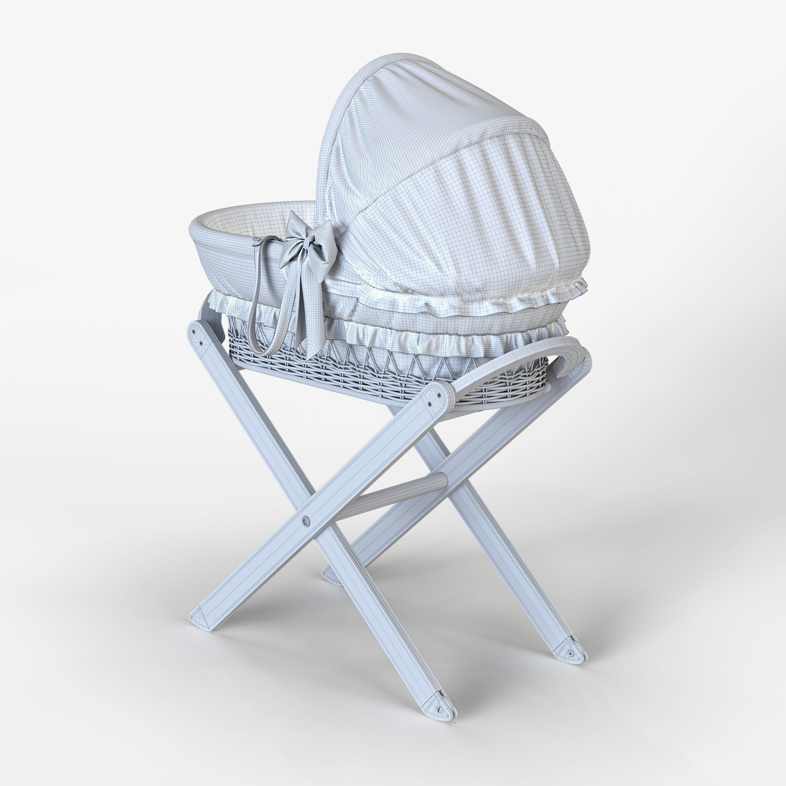 Italbaby Moses Basket Nido Chic Peluche White 3D model_12