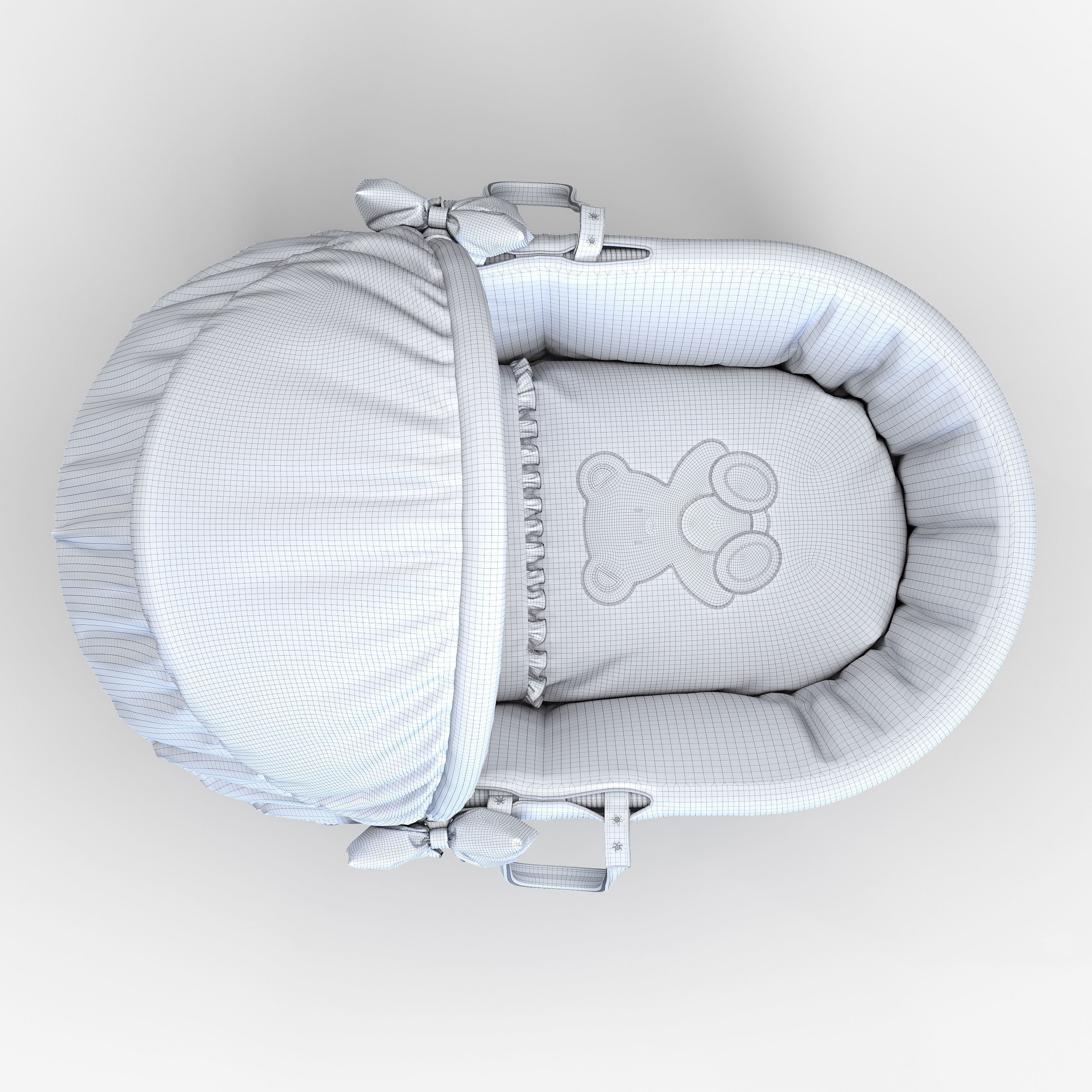 Italbaby Moses Basket Nido Chic Peluche White 3D model_15