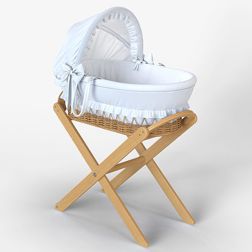 Italbaby Moses Basket Nido Chic Peluche White 3D model