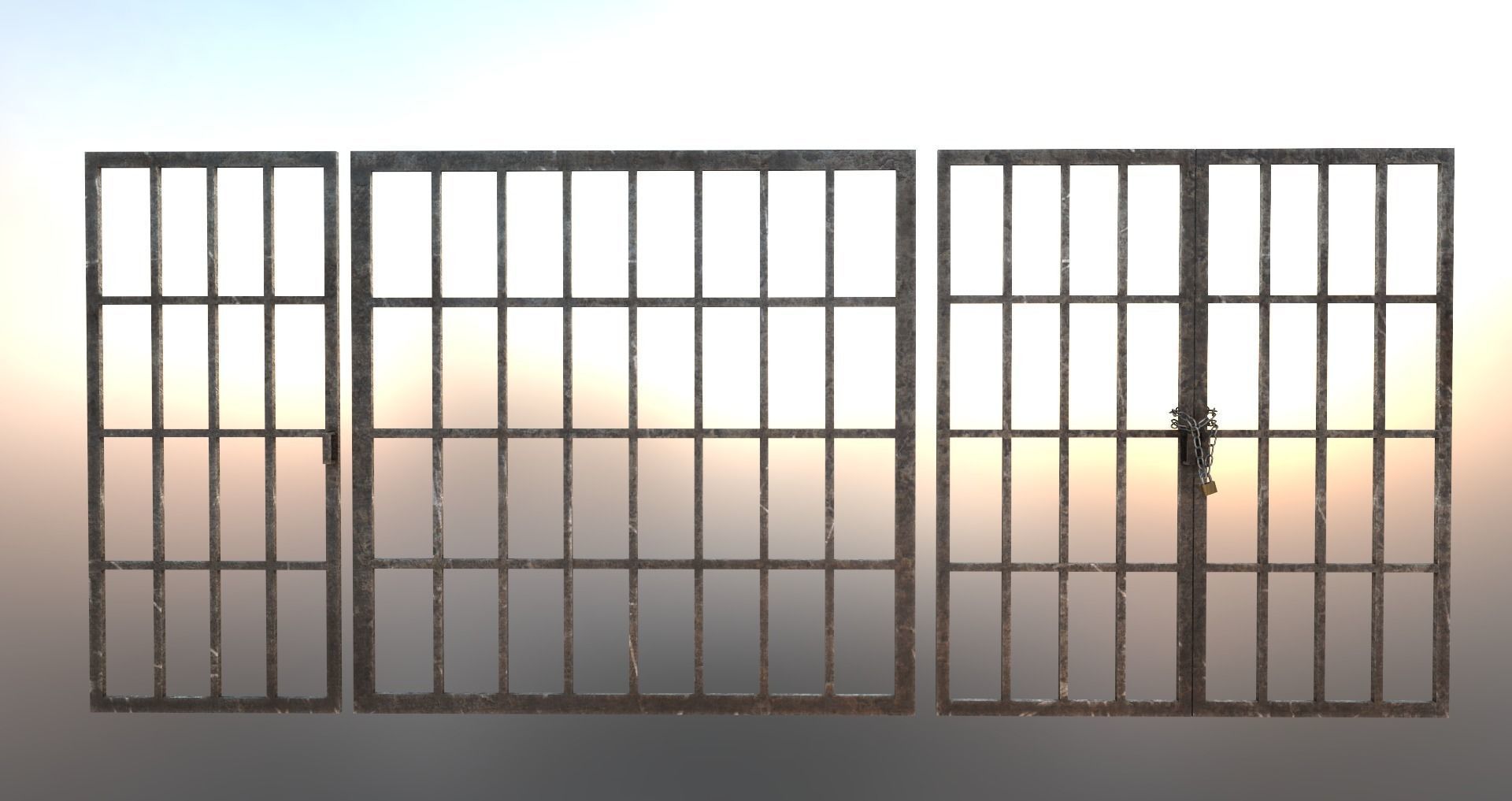 Iron Dungeon Prison Bars With Chains and Padlock PBR