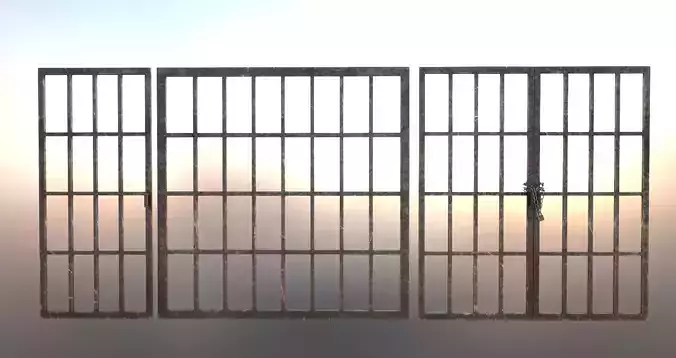 Iron Dungeon Prison Bars With Chains and Padlock PBR Low-poly 3D model