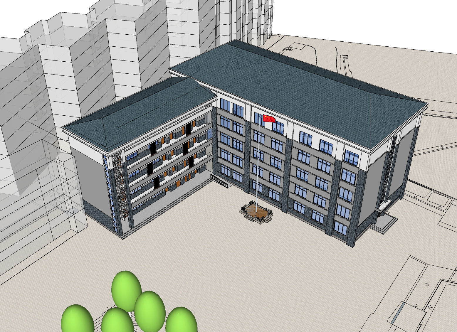 Office-Teaching Building-Canteen 46 3D model_4