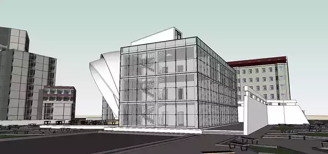 Office-Teaching Building-Canteen 58 3D model