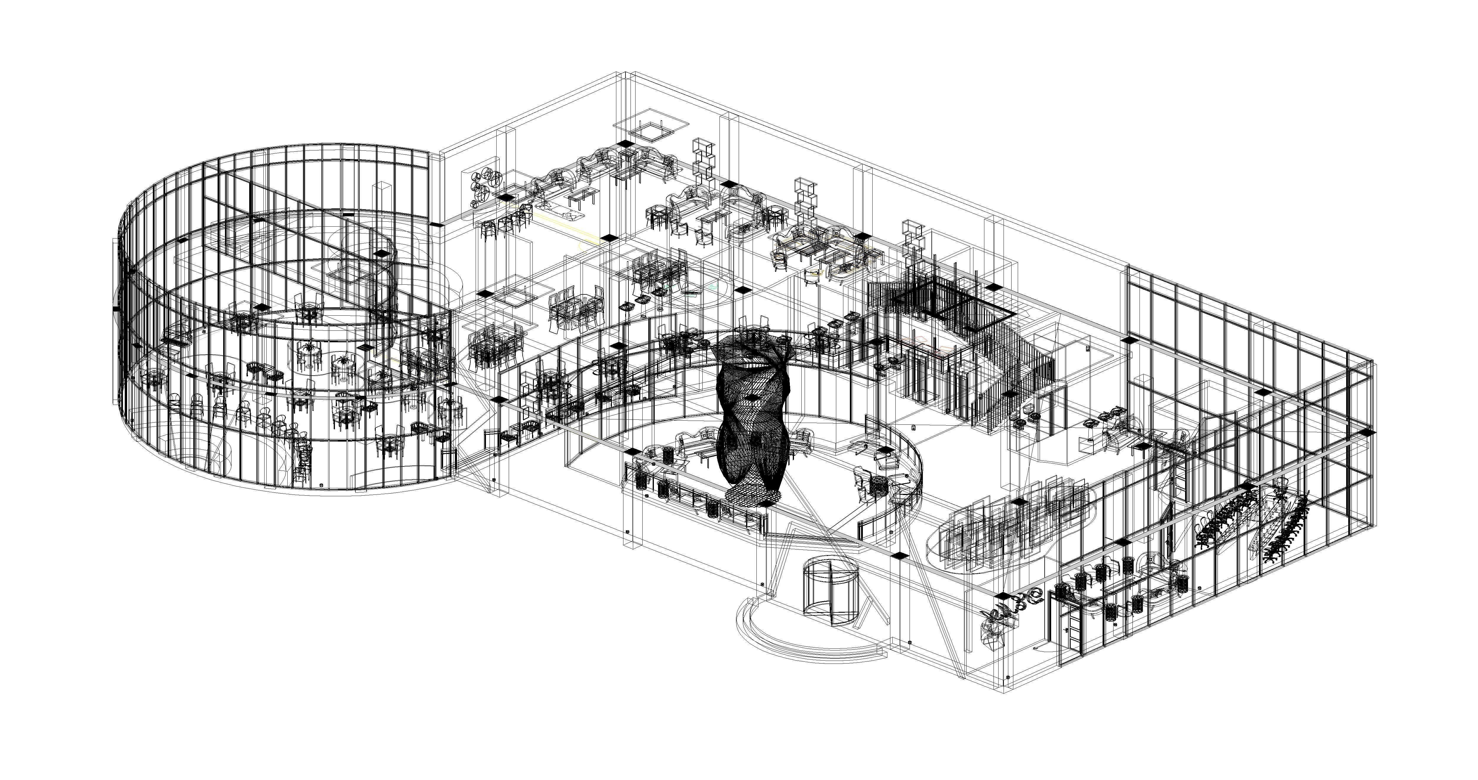 Revit Restaurant and Bar interior design 2016 3D model_15