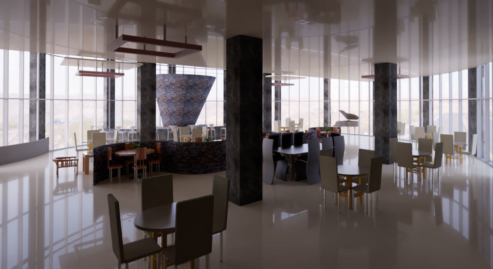 Revit Restaurant and Bar interior design 2016 3D model_2