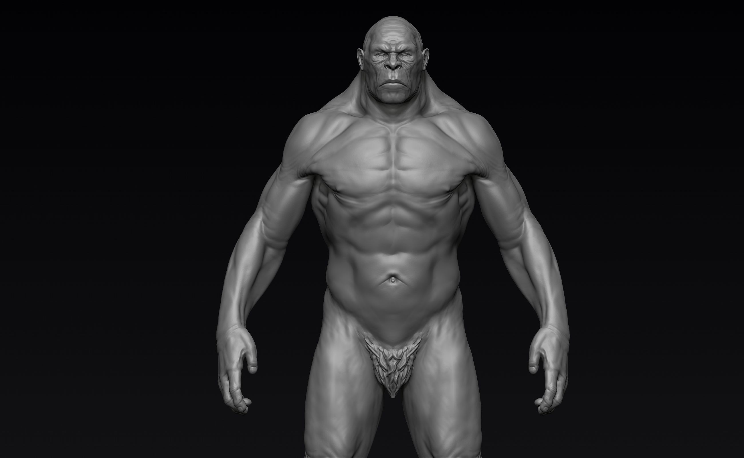 Sasquatch naked man 3D model_8