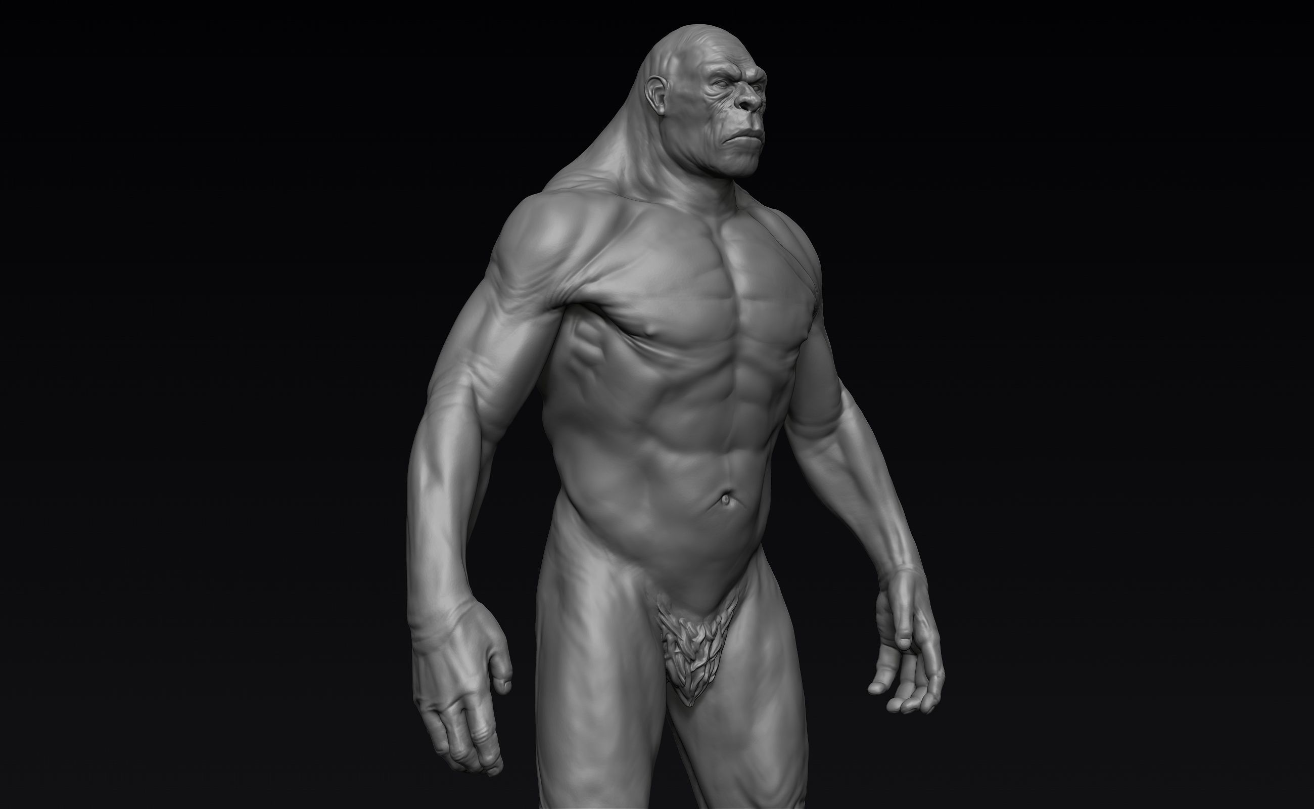 Sasquatch naked man 3D model_1
