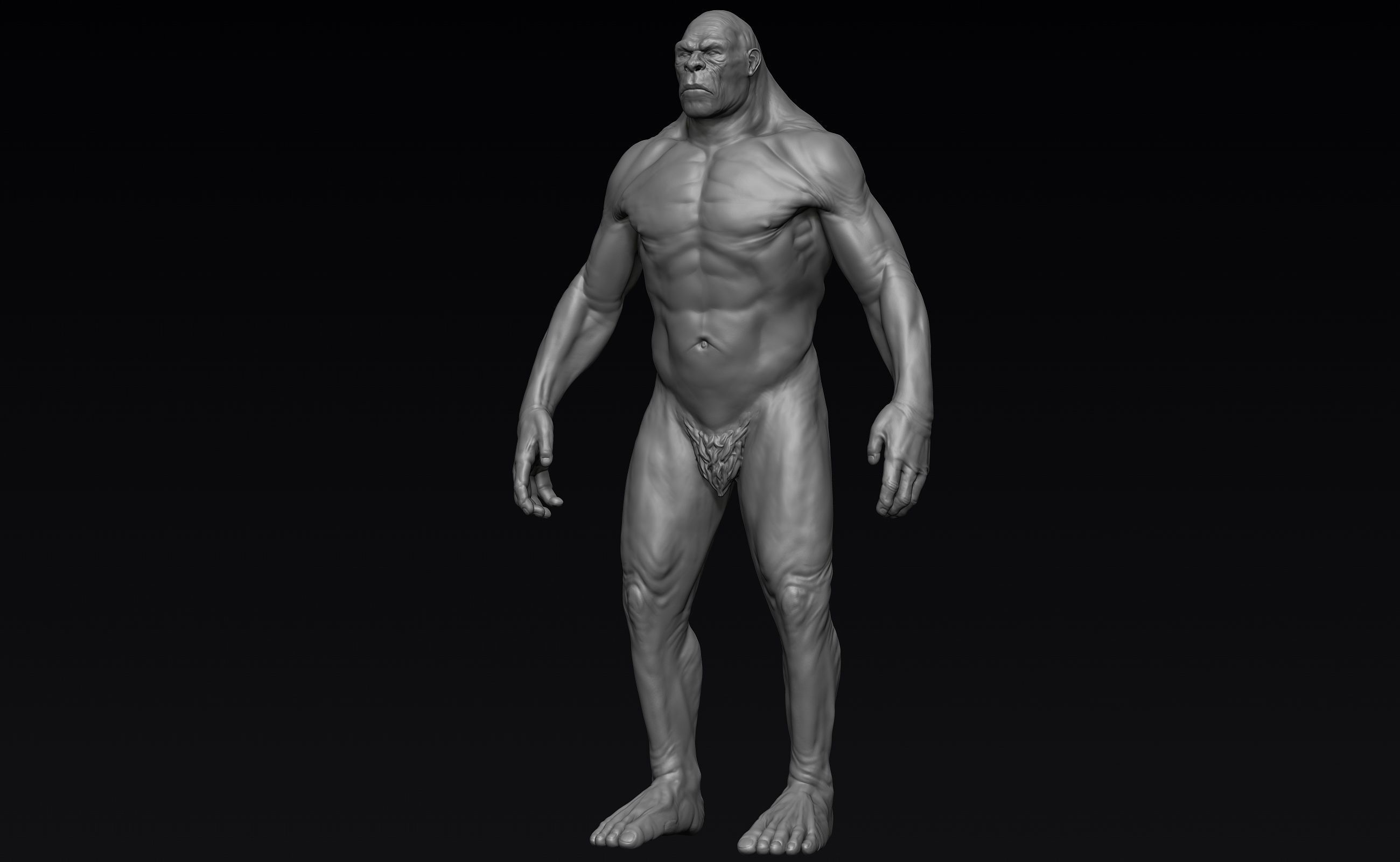 Sasquatch naked man 3D model_4