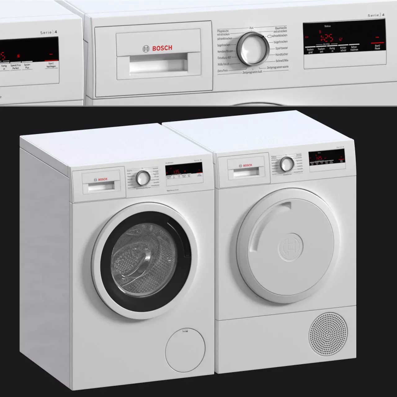 Bosch washing machine and Dryer 3D model_0