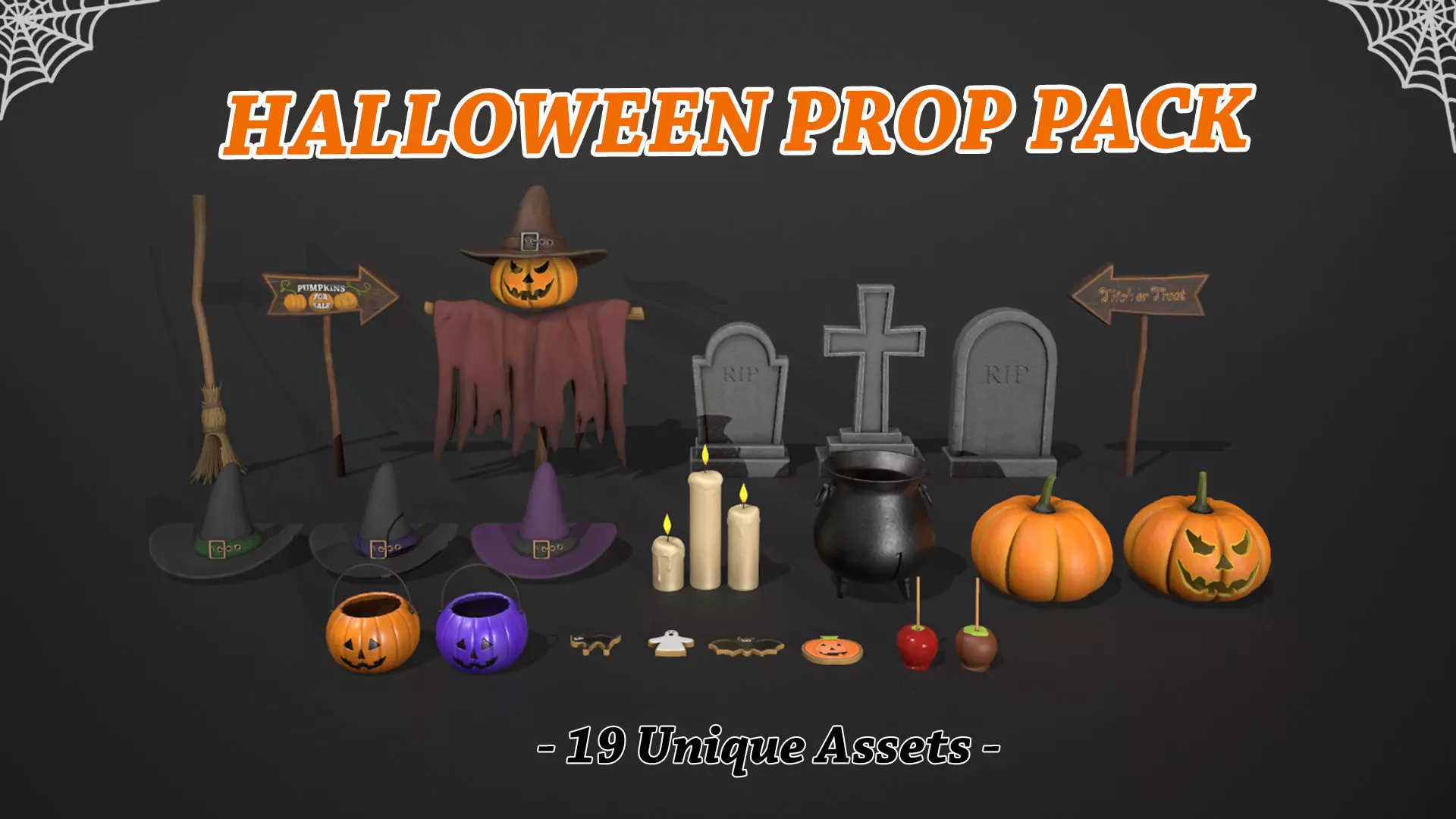 Halloween Prop Pack Low-poly 3D model_0