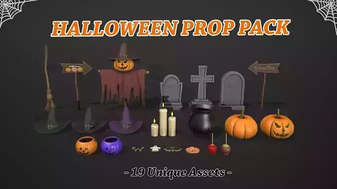 Halloween Prop Pack Low-poly 3D model