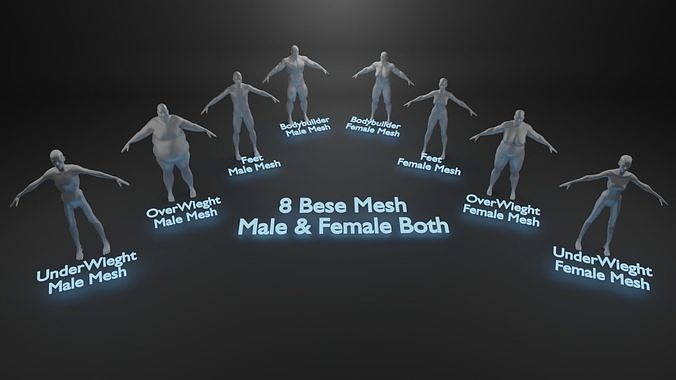 All base mesh  Low-poly 3D model