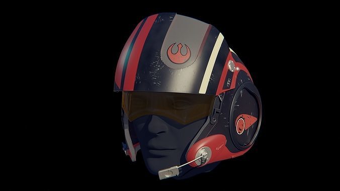 X-Wing pilot helmet Poe Dameron 3D print model