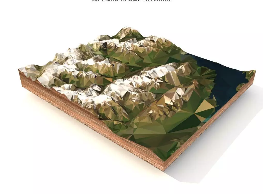 Mountain landscape Low-poly 3D model_0
