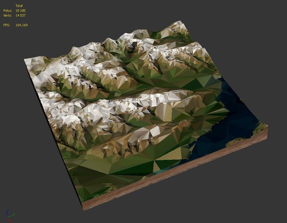 Mountain landscape Low-poly 3D model_10