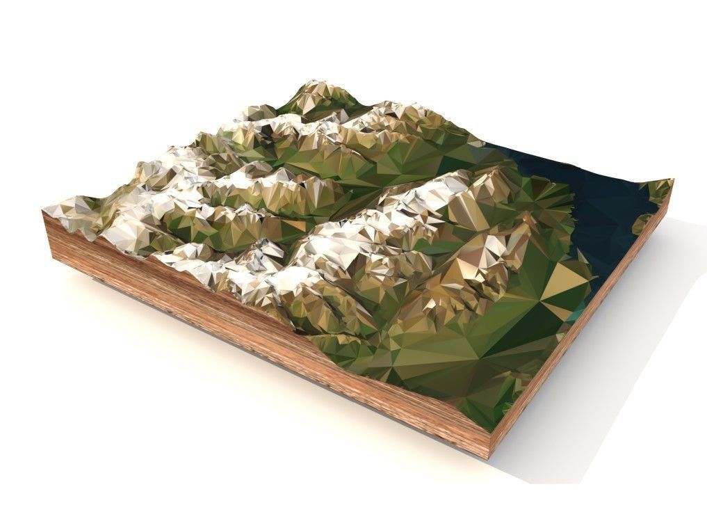 Mountain landscape Low-poly 3D model_5