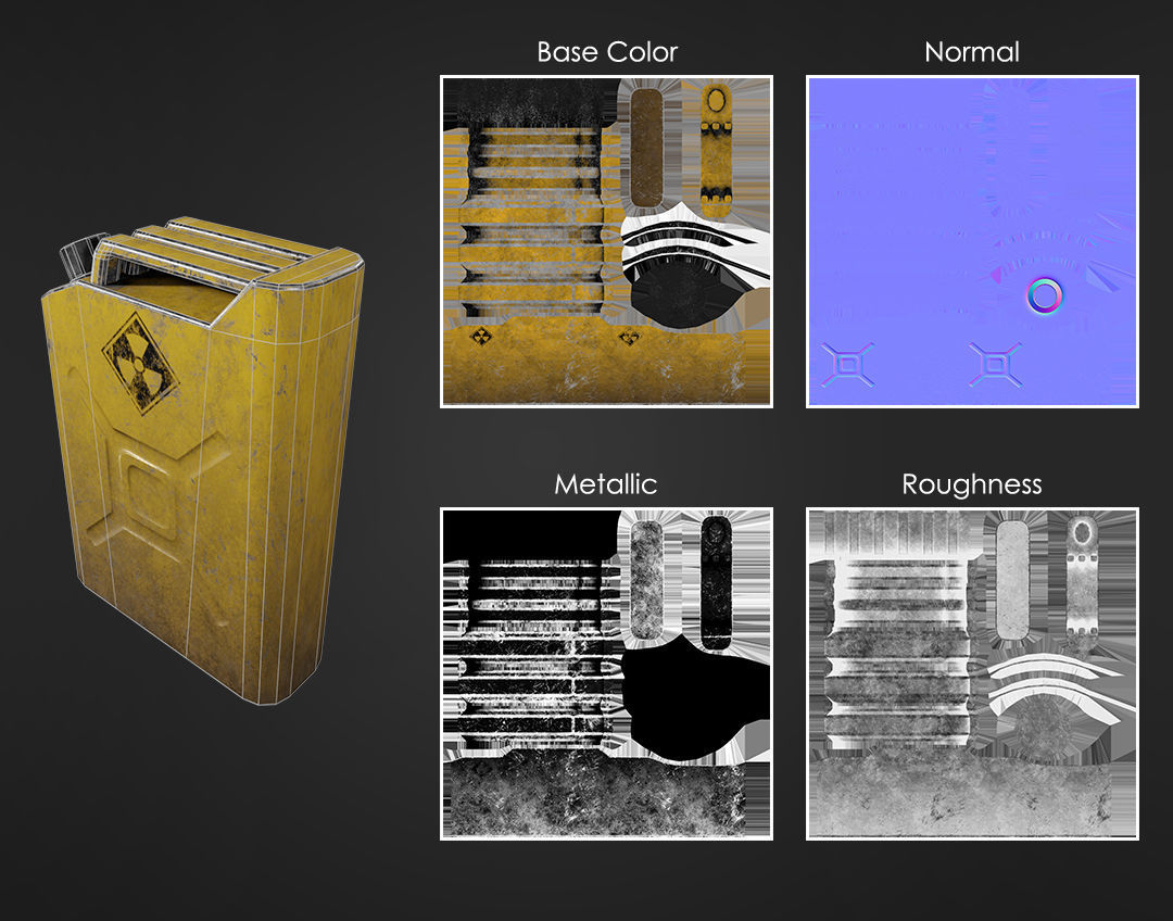 Metal Jerrycan Elements Low-poly 3D model_6