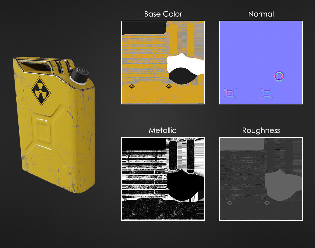 Metal Jerrycan Elements Low-poly 3D model_5