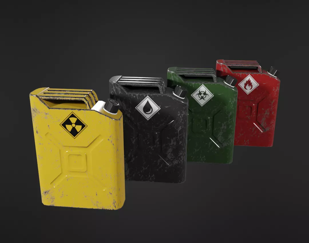 Metal Jerrycan Elements Low-poly 3D model_0