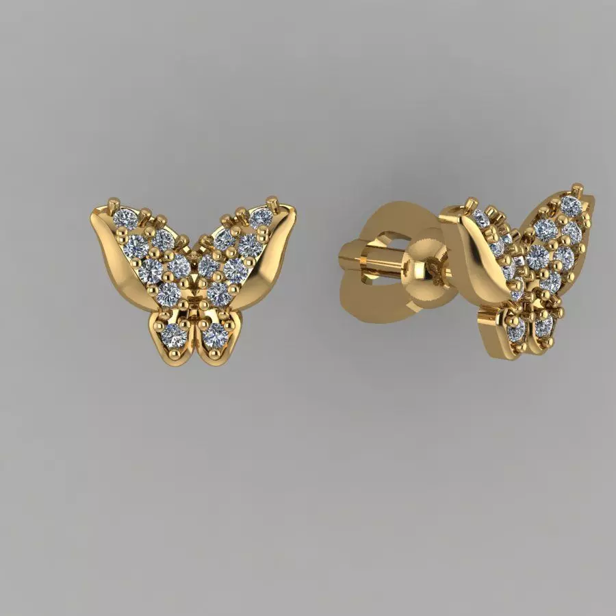 earrings butterfly 3D print model_0