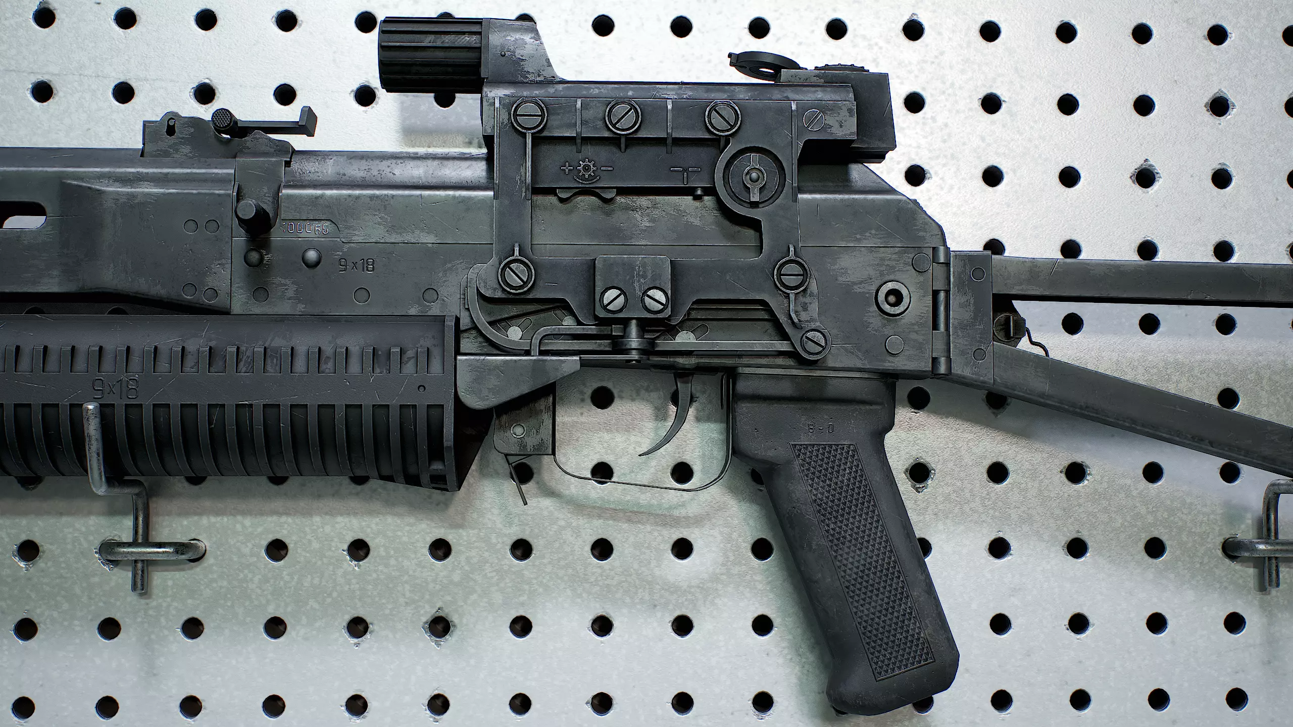 PP-19 Bizon and Case videogame asset Low-poly 3D model_12