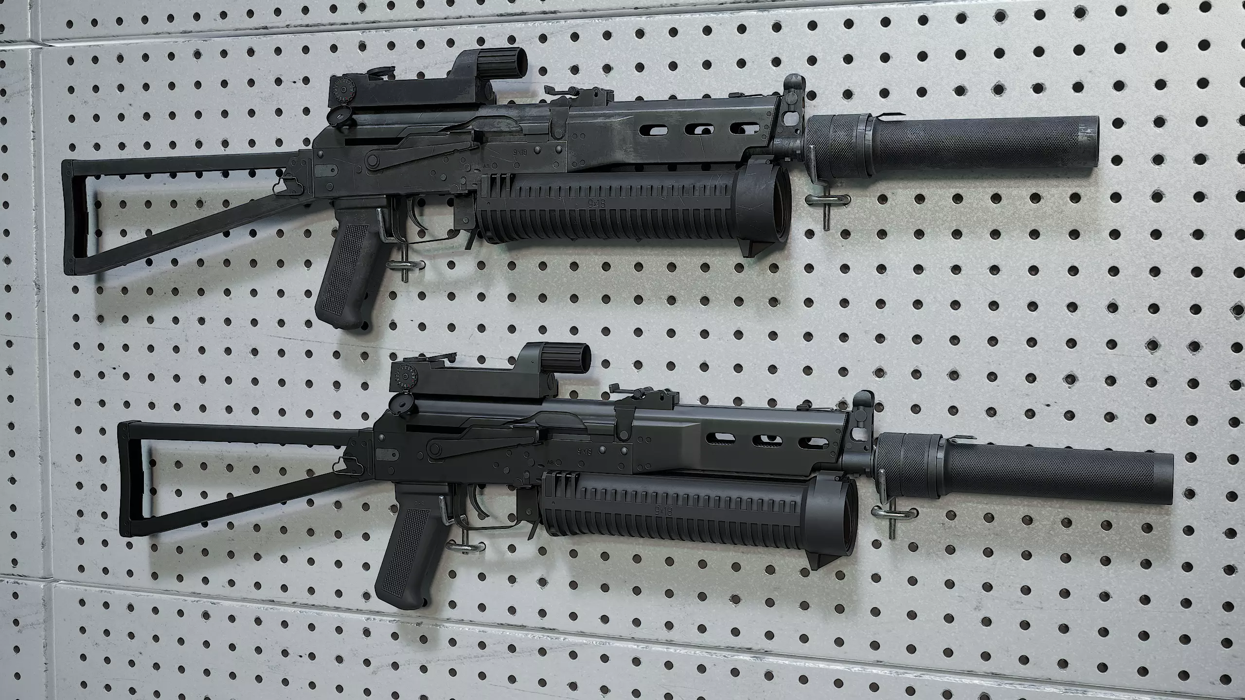 PP-19 Bizon and Case videogame asset Low-poly 3D model_9