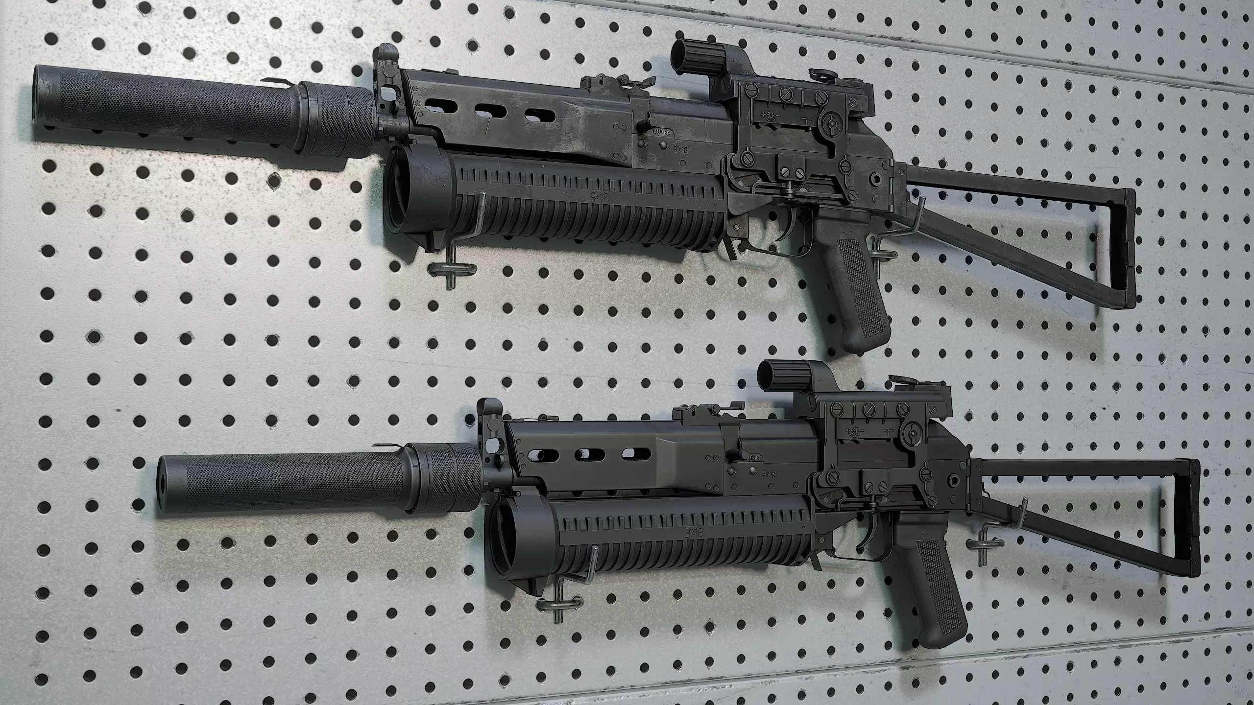 PP-19 Bizon and Case videogame asset Low-poly 3D model_3