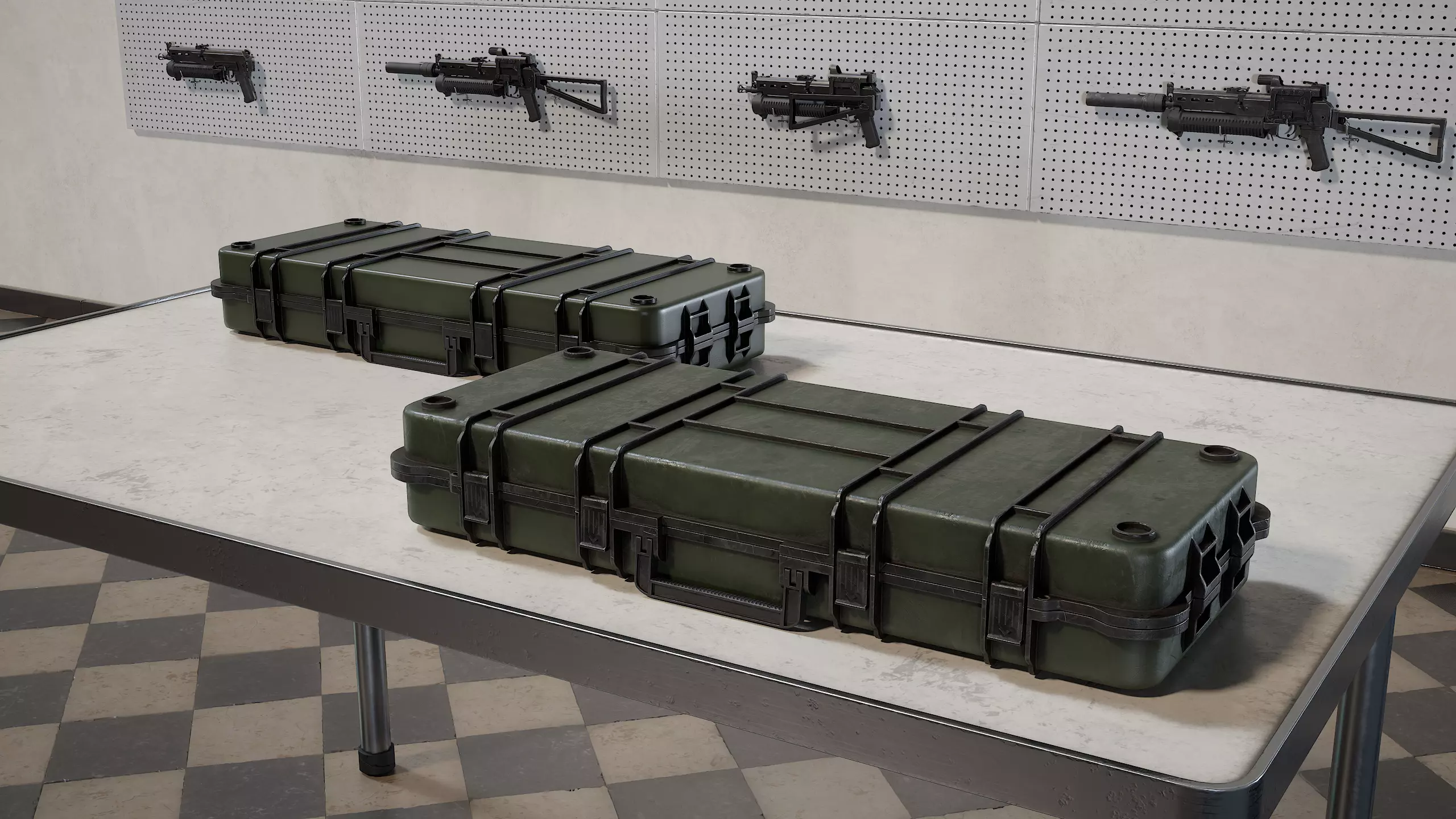 PP-19 Bizon and Case videogame asset Low-poly 3D model_4