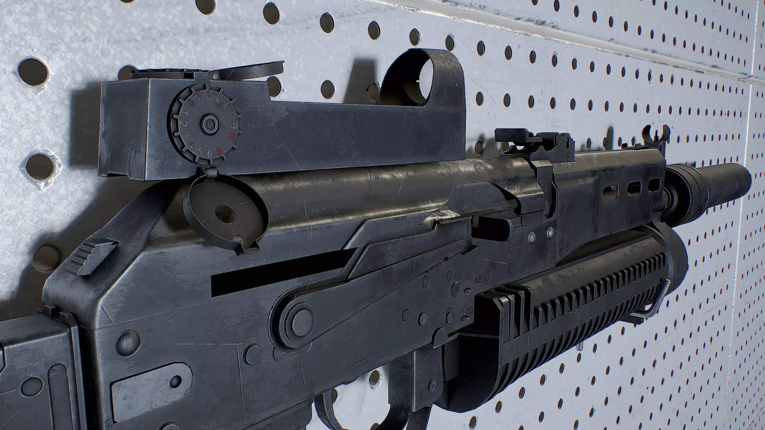 PP-19 Bizon and Case videogame asset Low-poly 3D model_7