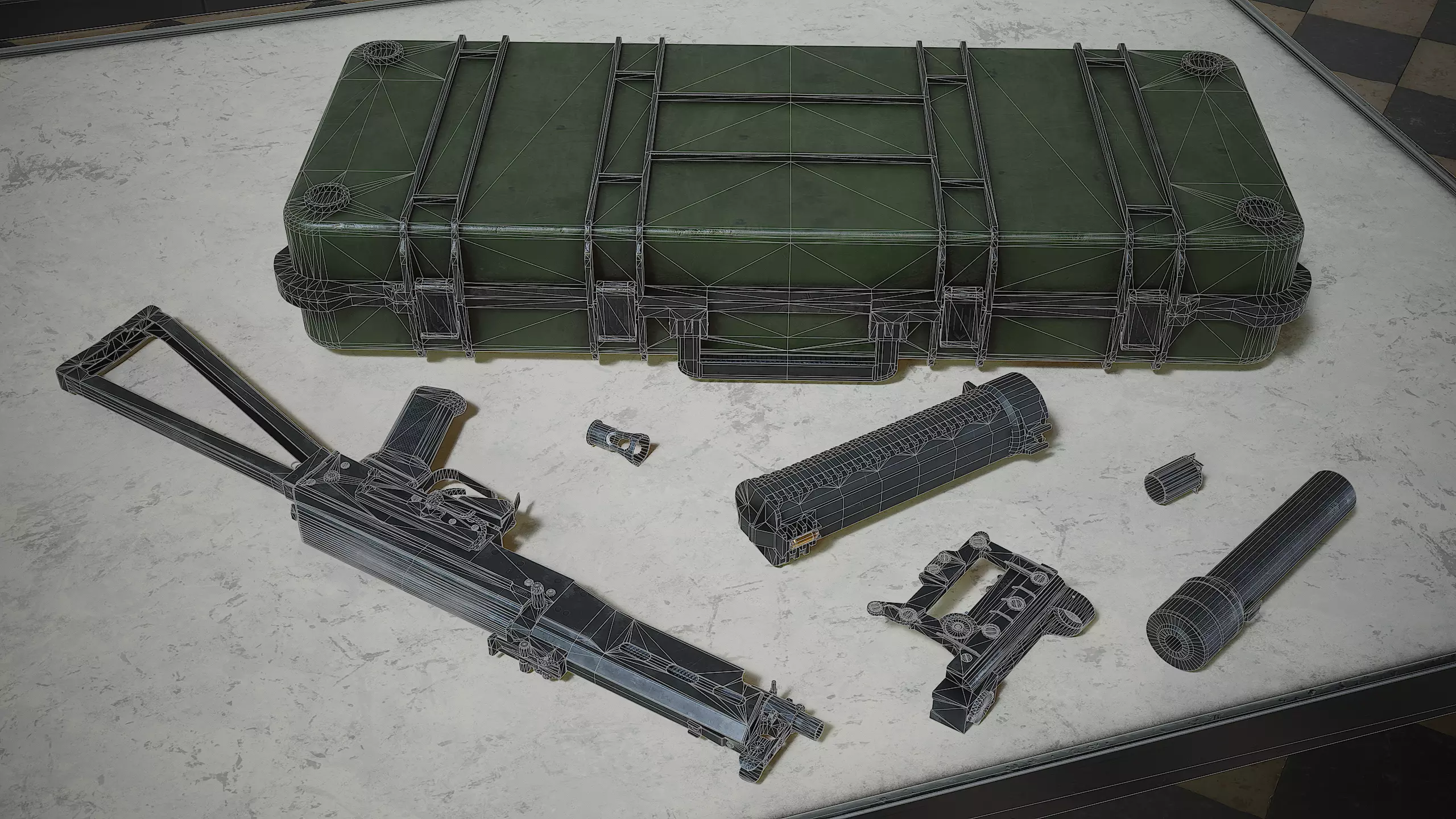 PP-19 Bizon and Case videogame asset Low-poly 3D model_14