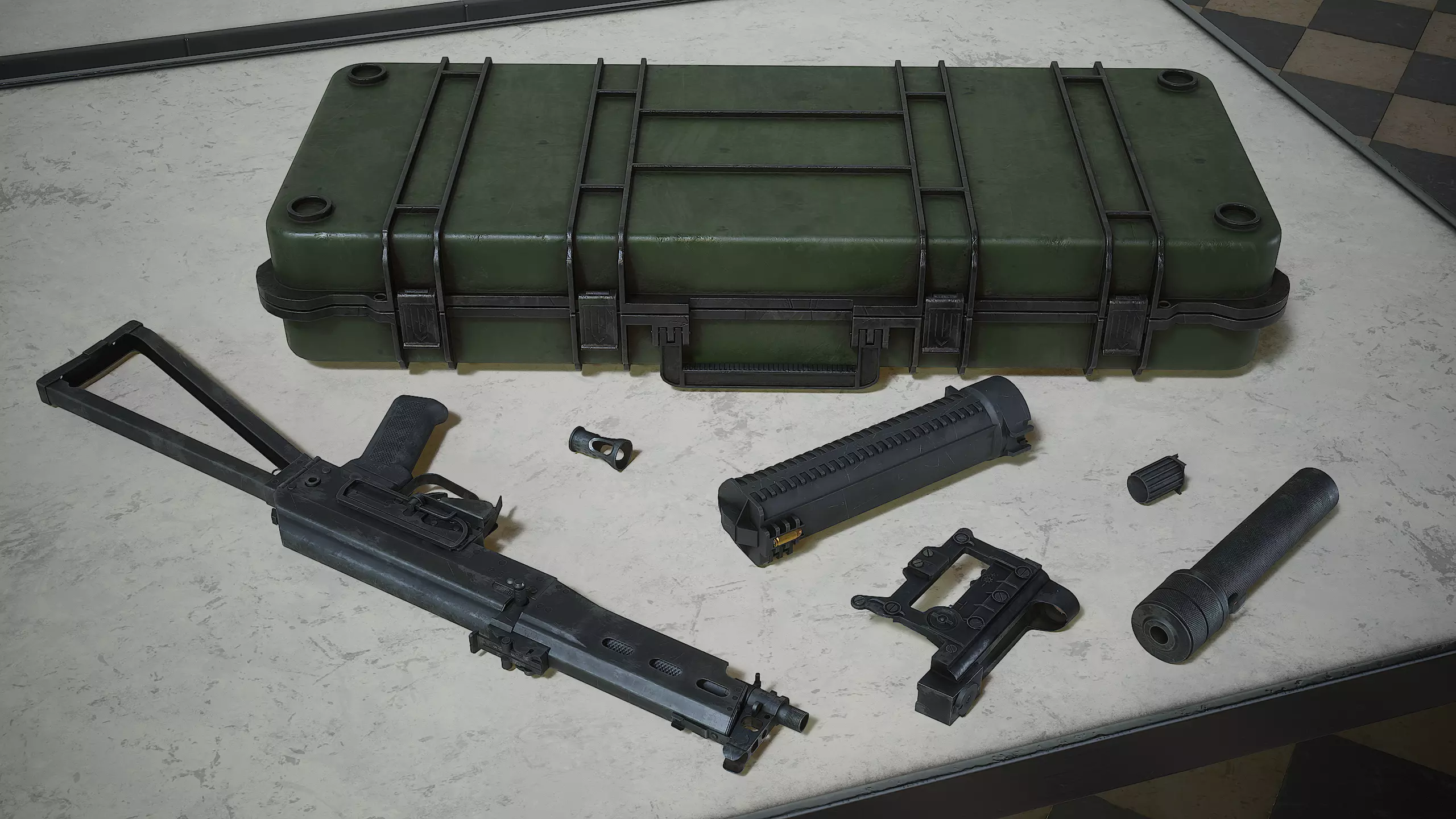 PP-19 Bizon and Case videogame asset Low-poly 3D model_11