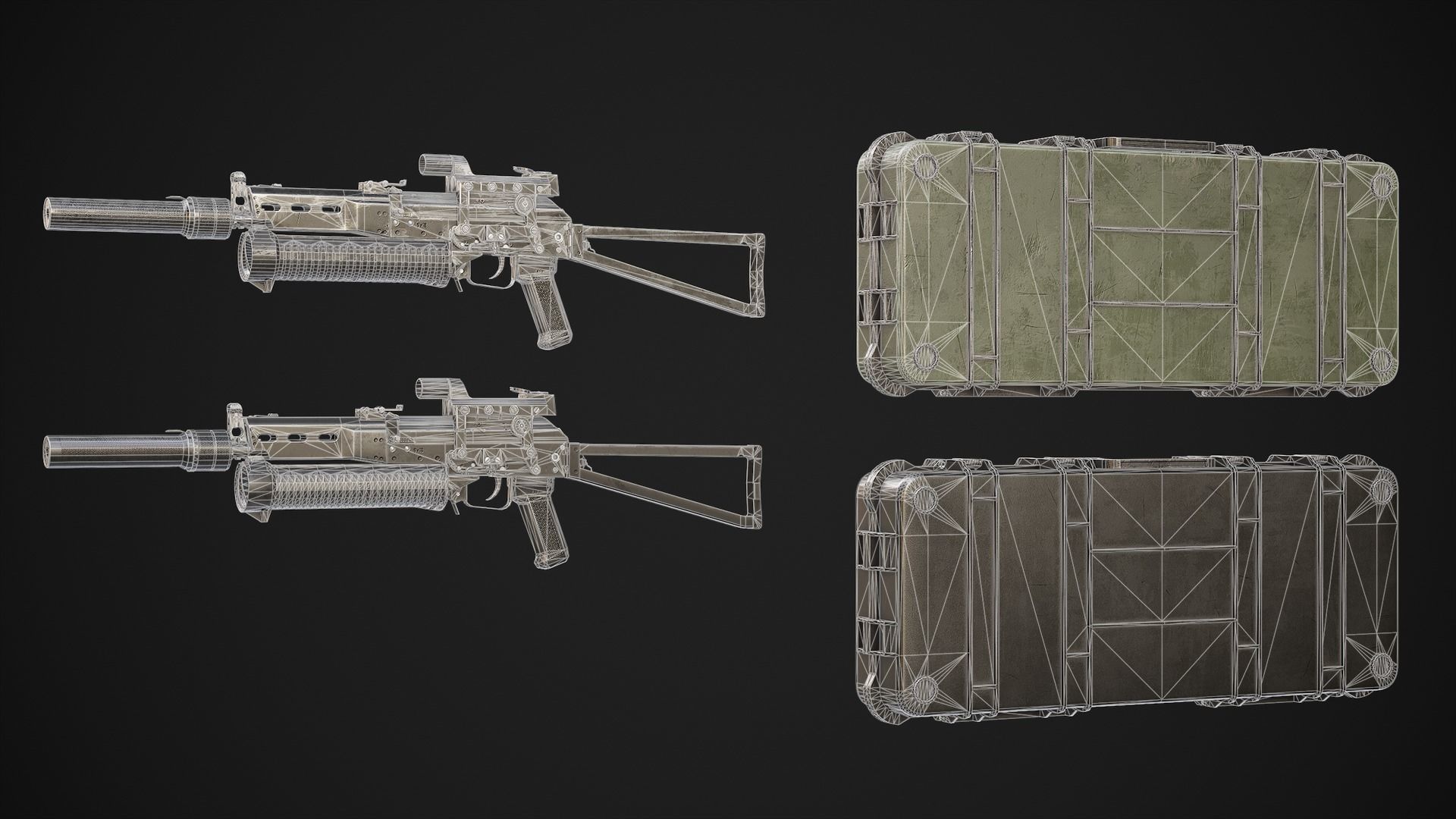 PP-19 Bizon and Case videogame asset Low-poly 3D model_15