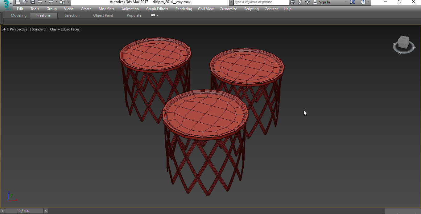 Pinetti SAFARI SMALL ROUND TABLE 3d model Low-poly 3D model_3