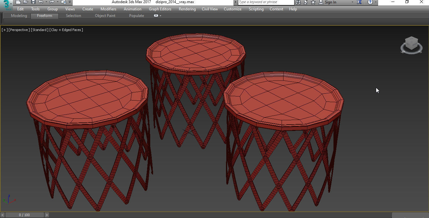 Pinetti SAFARI SMALL ROUND TABLE 3d model Low-poly 3D model_2