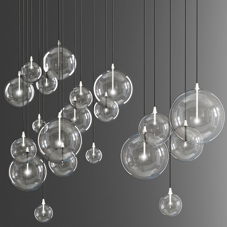 Glass Globe Mobile Cluster Chandelier 3D model_1