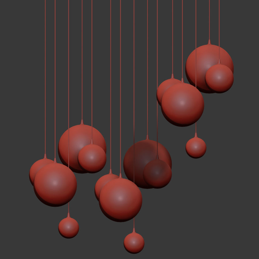 Glass Globe Mobile Cluster Chandelier 3D model_2